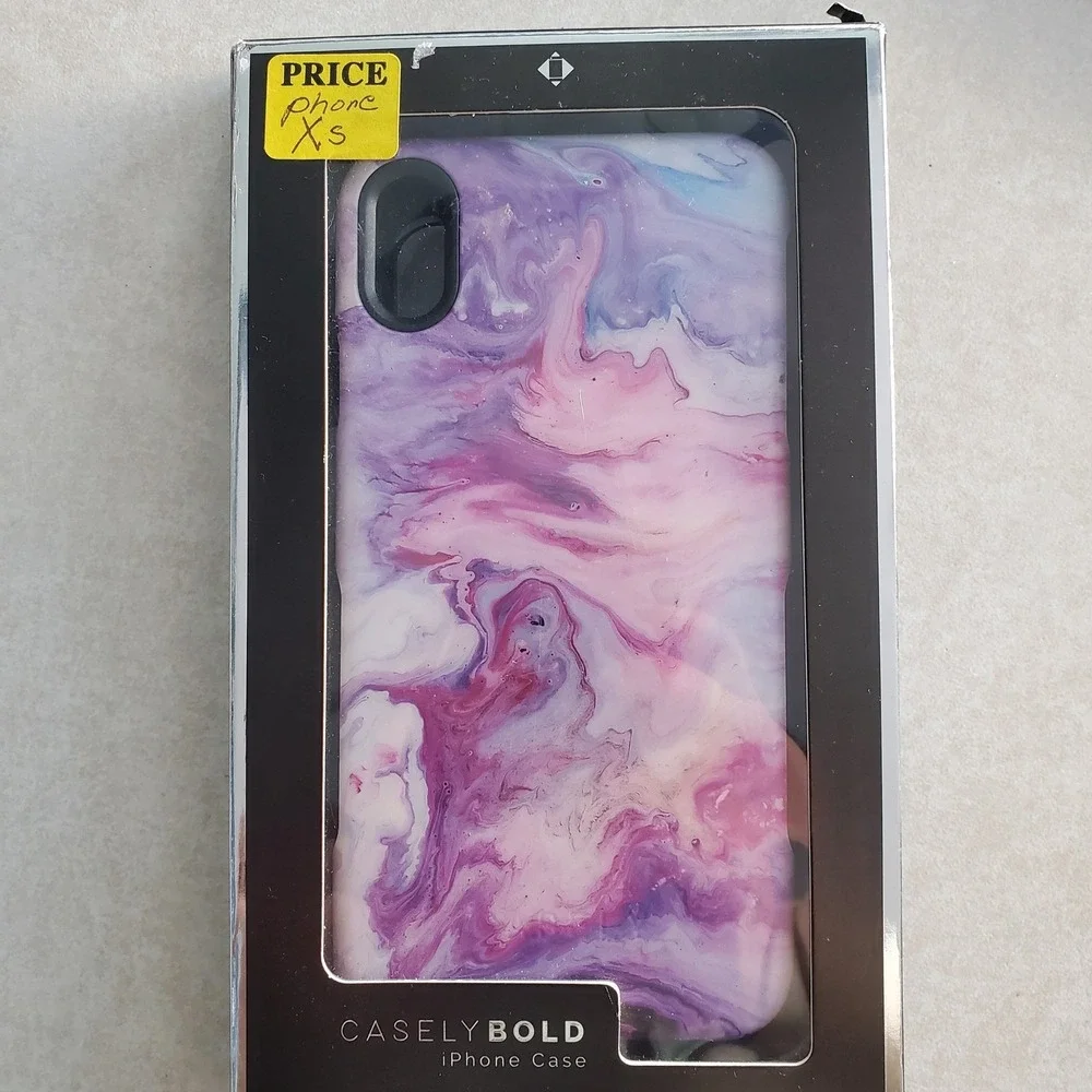 CASELYBOLD iPhone XS Case Military Grade Drop Tested Marble Swirl‎ Purple Pink